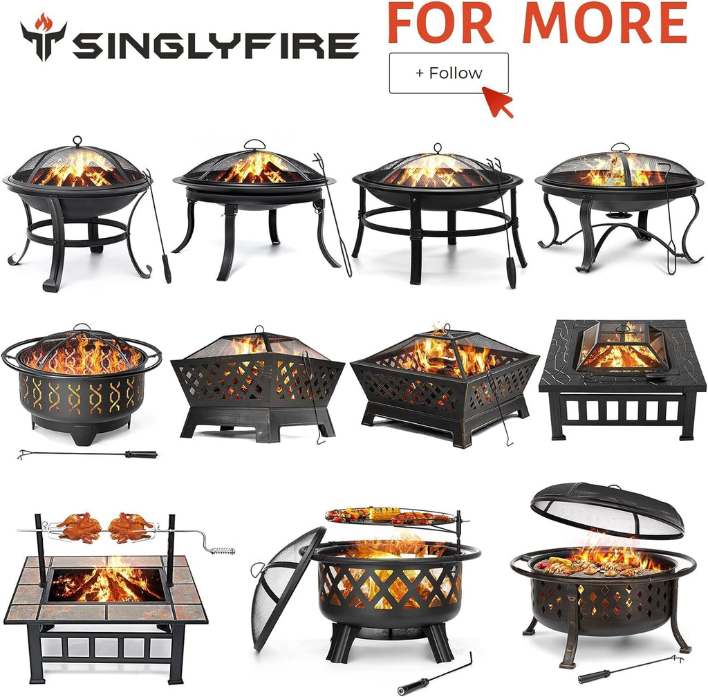 22 inch Fire Pit for Outside Outdoor Wood Burning Small Bonfire Pit Steel Firepit Bowl