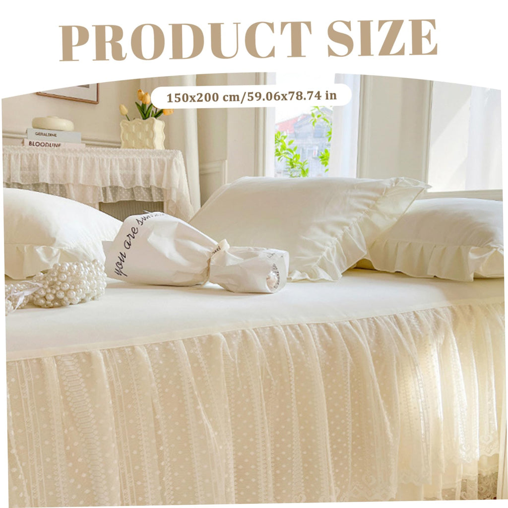 Ruffle Bed Skirt for 59x79 Bed Lace Bedskirt with Dropping Easy Setup Elegant Wrap Around Sheet with Elastic Band
