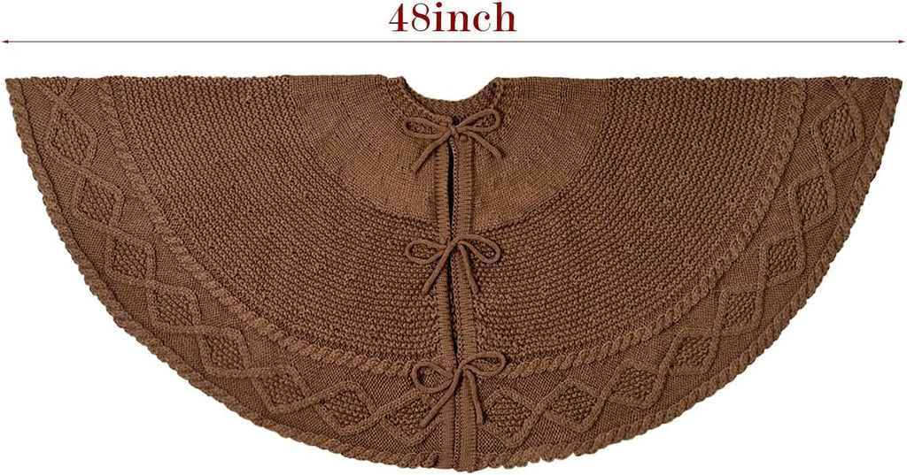 Knit Christmas Tree Skirts, Neutral Tree Skirt, Cozy Christmas Decorations