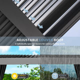 Aoxun Louvered Pergola 12' x 16' Outdoor Aluminum Pergola Adjustable Roof, with Waterproof Curtains and Nets