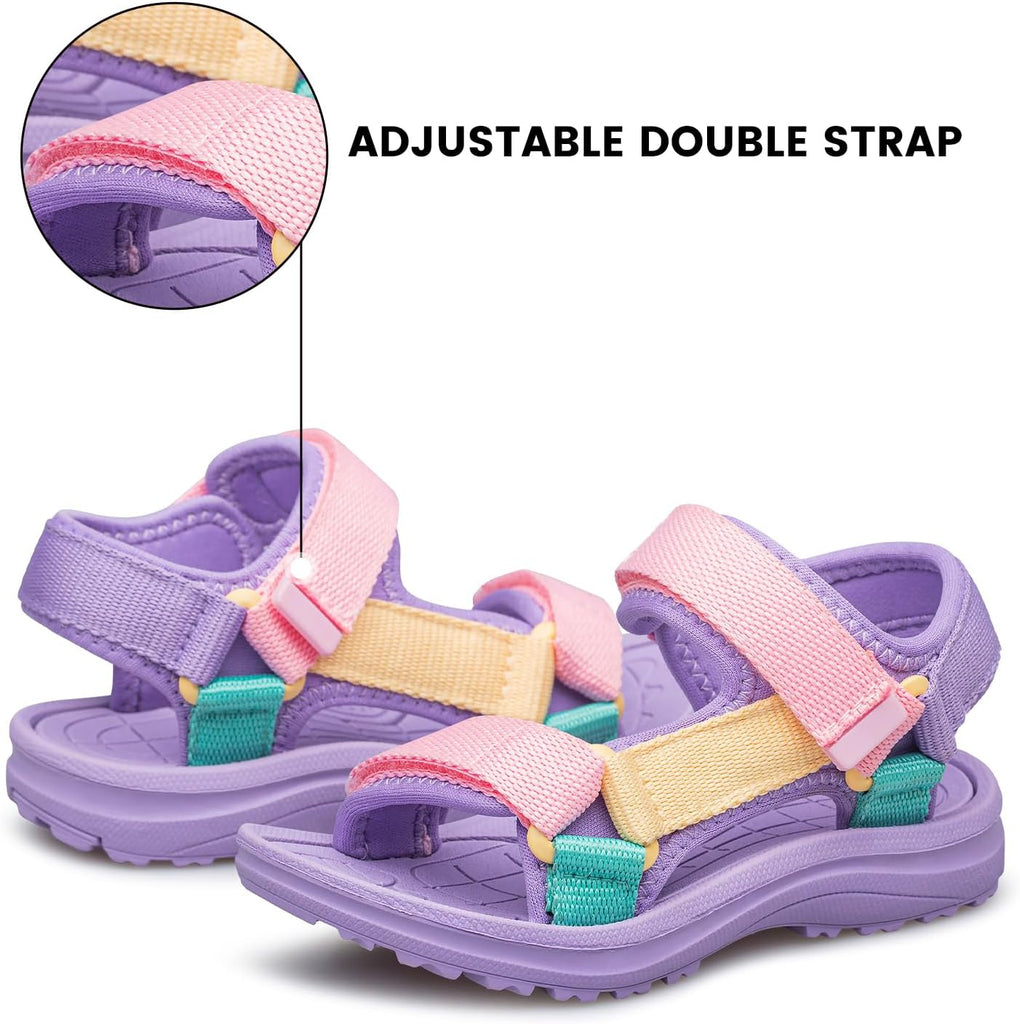 Boys Girls Sandals Adjustable Double Strap Open-Toe Athletic Lightweight Unisex Child Sport Sandals Summer