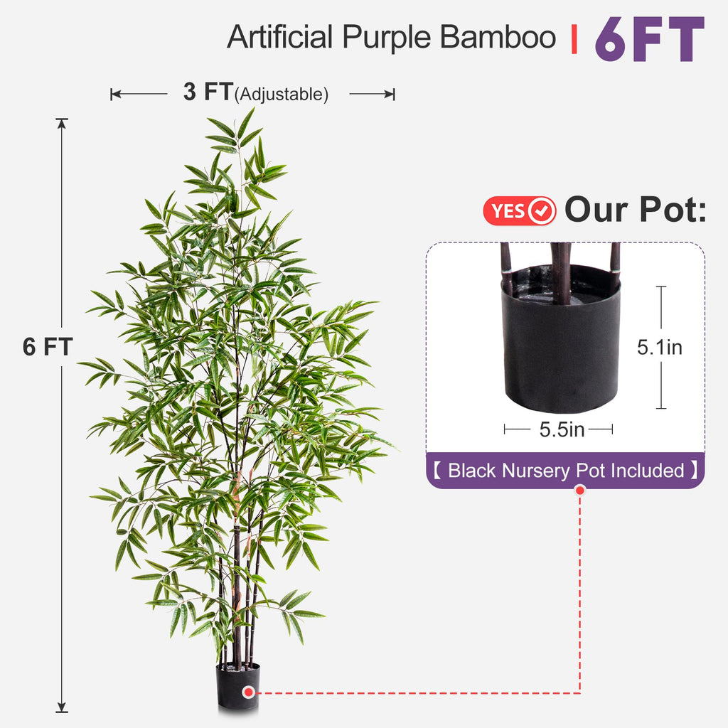 Large Artificial Bamboo Trees Tall Faux Plastic Silk Plants Indoor Outdoor Realistic Floor Plant Potted Fake Bamboo
