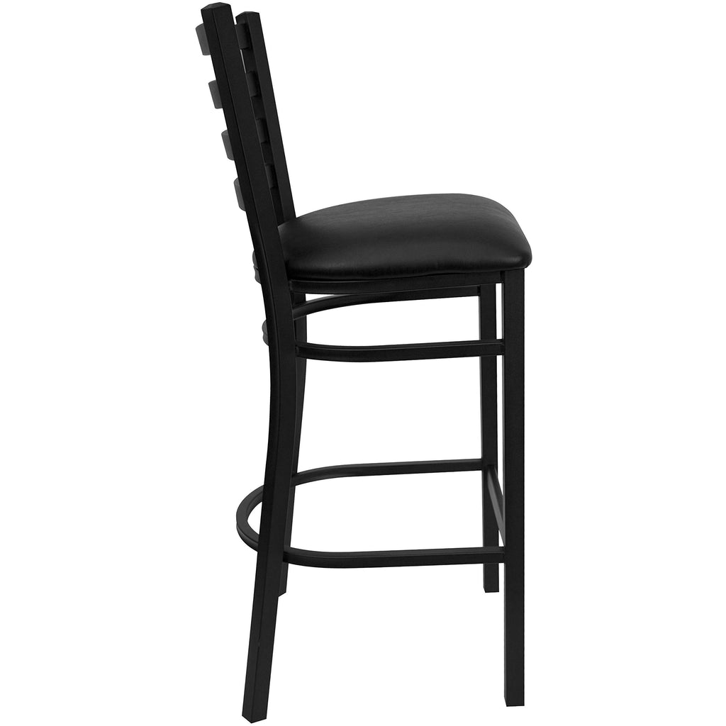 Hercules Series Ladder Back Metal Restaurant Barstool, Modern Upholstered Armless Bar Height Chair for Restaurants