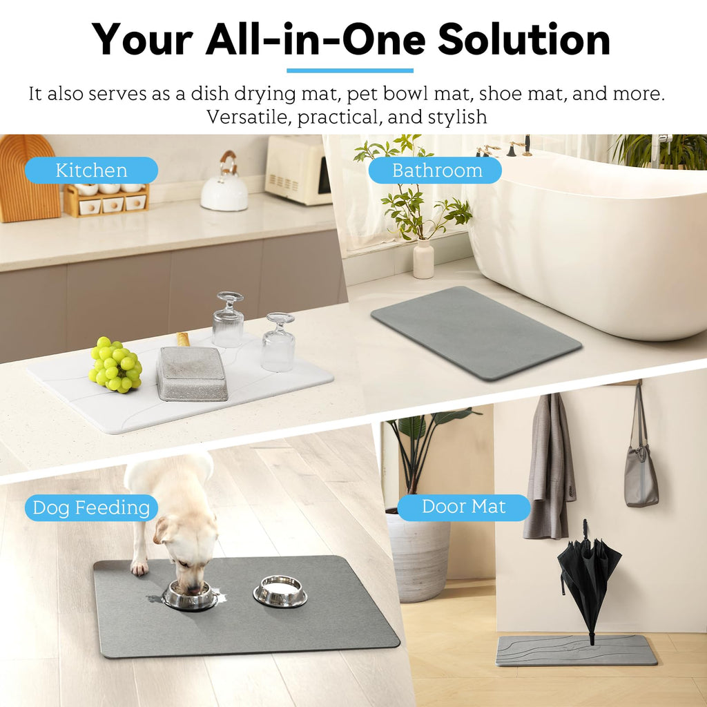 Stone Bath Mat, Dries Quickly, Non-Slip Diatomaceous Earth Bath Mats, Super Absorbent Stone Shower Mat, Easy to