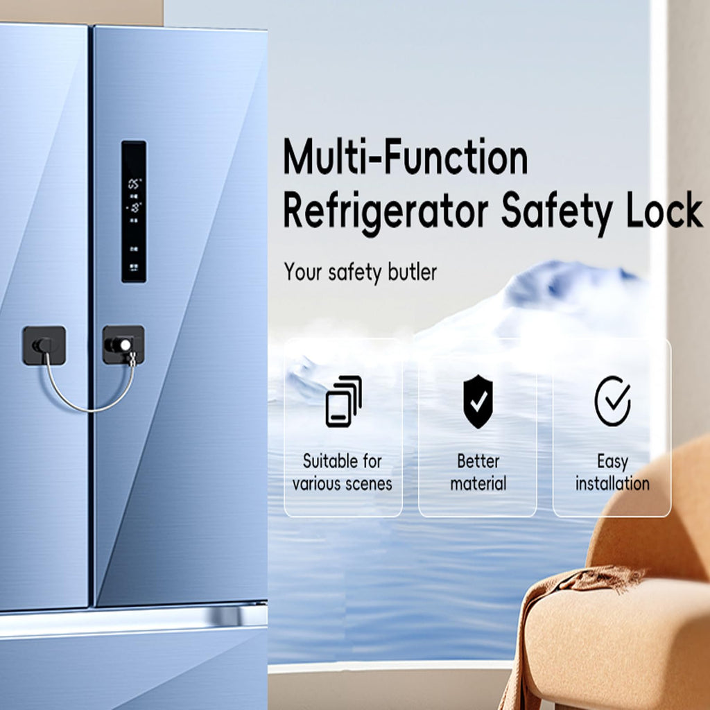 4 Pack Refrigerator Locks with 8 Keys, Child Safety Lock for Fridge Door Locks, Cabinets, Freezer, Desk Drawers
