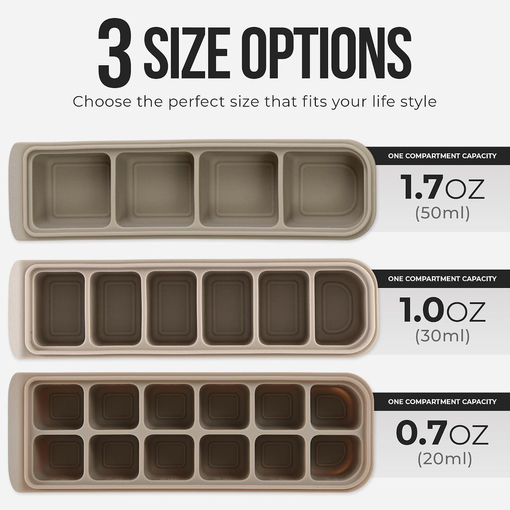 1 oz/6 Sections Silicone Ice Cube Freezer Tray with Lid, 100% Food-Grade Platinum Silicone,Leak Resistance &