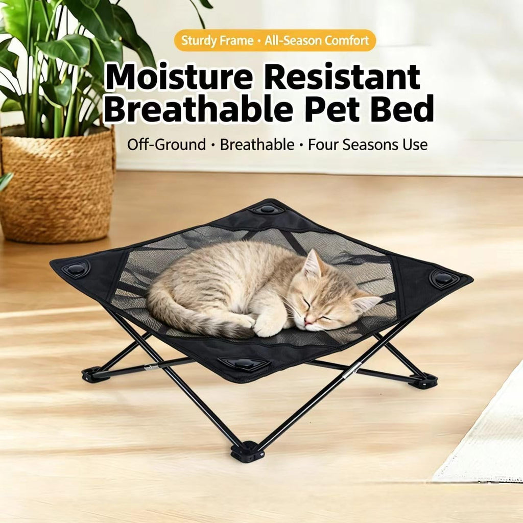 Foldable Cooling Elevated Cat Bed for Small Dogs Puppies & Kitties, 19x19 Inch, Breathable Mesh Raised Pet Cot