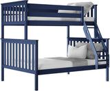 Bunk Bed Twin Over Full with Ladder, Solid Wood Platform Bed Frame with Ladder for Kids, 14" Safety Guardrails