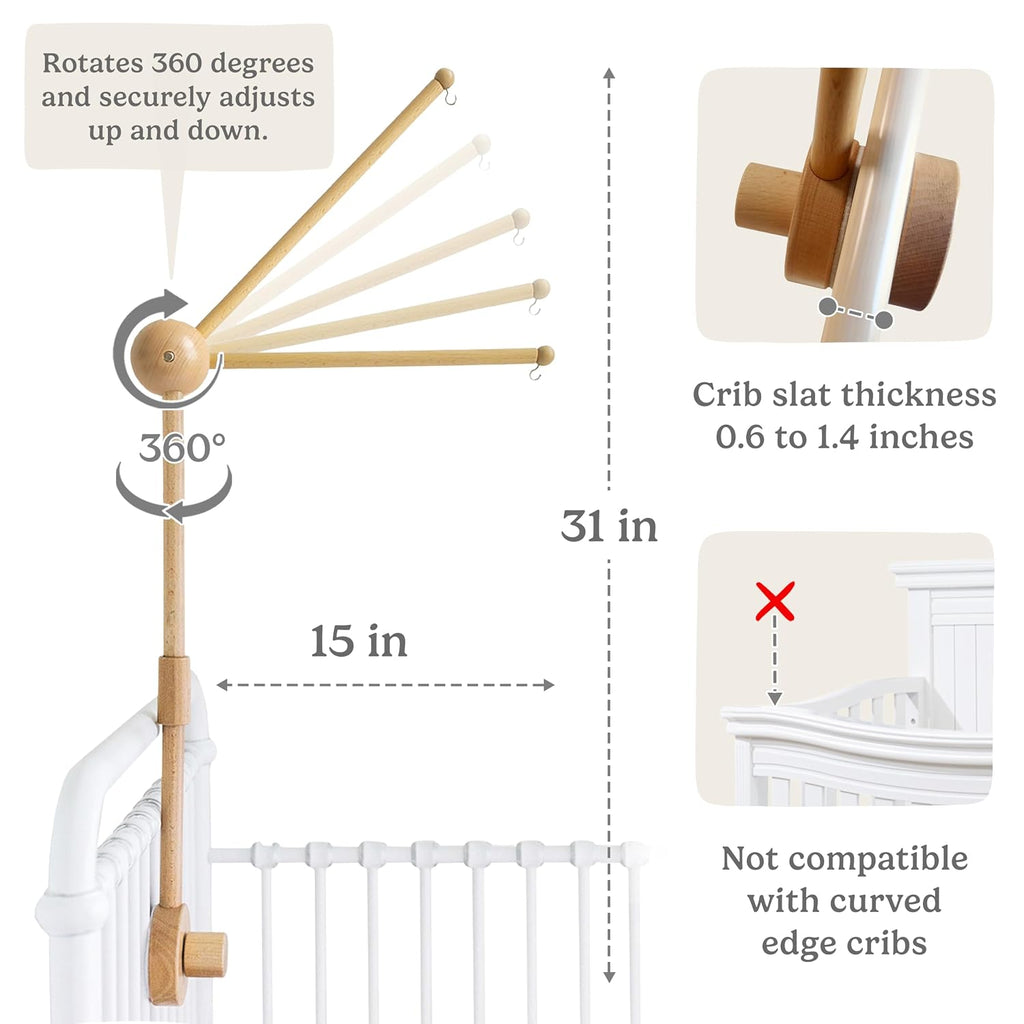 Baby Crib Mobile Arm, 360 Adjustable Mobile Hanger for Crib
