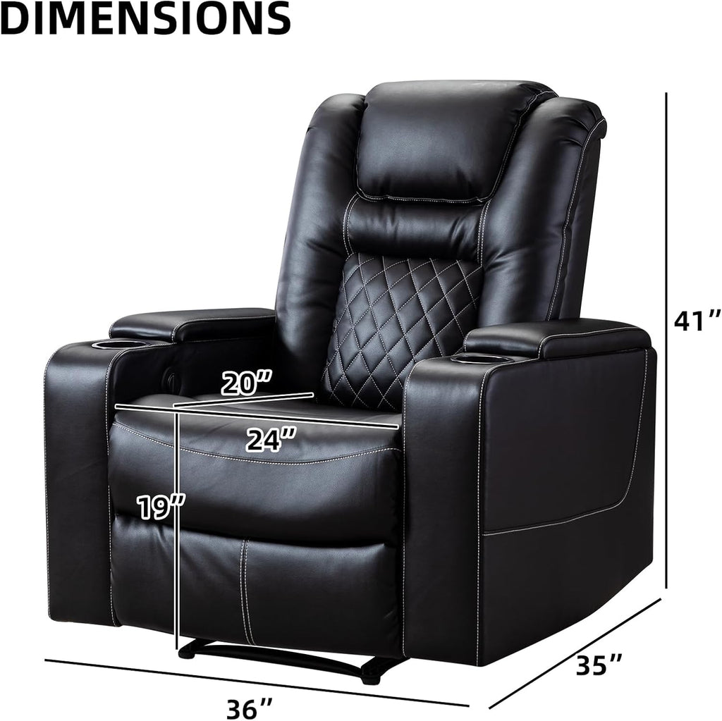 Electric Power Recliner Chair Set of 2, Breathable Leather Home Theater Seating with Hidden Arm Storage