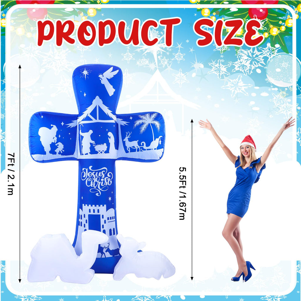 7 ft Outdoor Christmas Inflatable Nativity Scene Built in LED Light