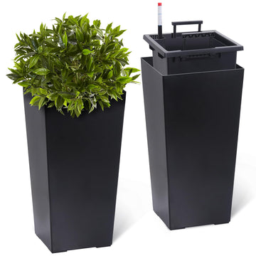 22.5 in Tall Planters Set of 2, Outdoor Plantes, Black