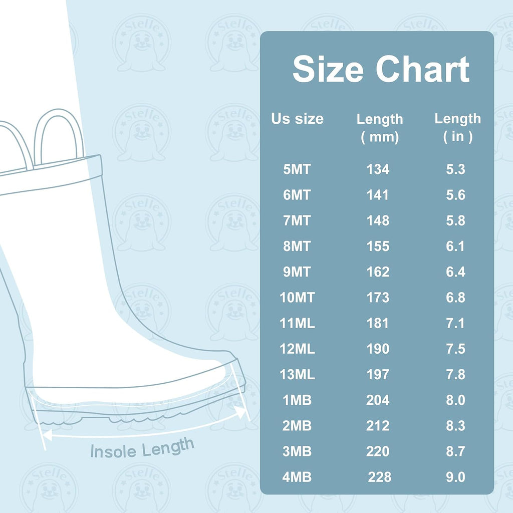 Girls Rain Boots with Easy-On Handles Kids Boys Boots