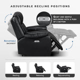 Lexicon Wall Hugger Power Double Reclining Loveseat with Console, Faux Leather Home Theater Seating with LED Lighting