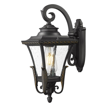 16.1" Vintage Outdoor Wall Light, Industrial Exterior Front Porch Light for Gazebo, Die-cast Aluminum with Seeded