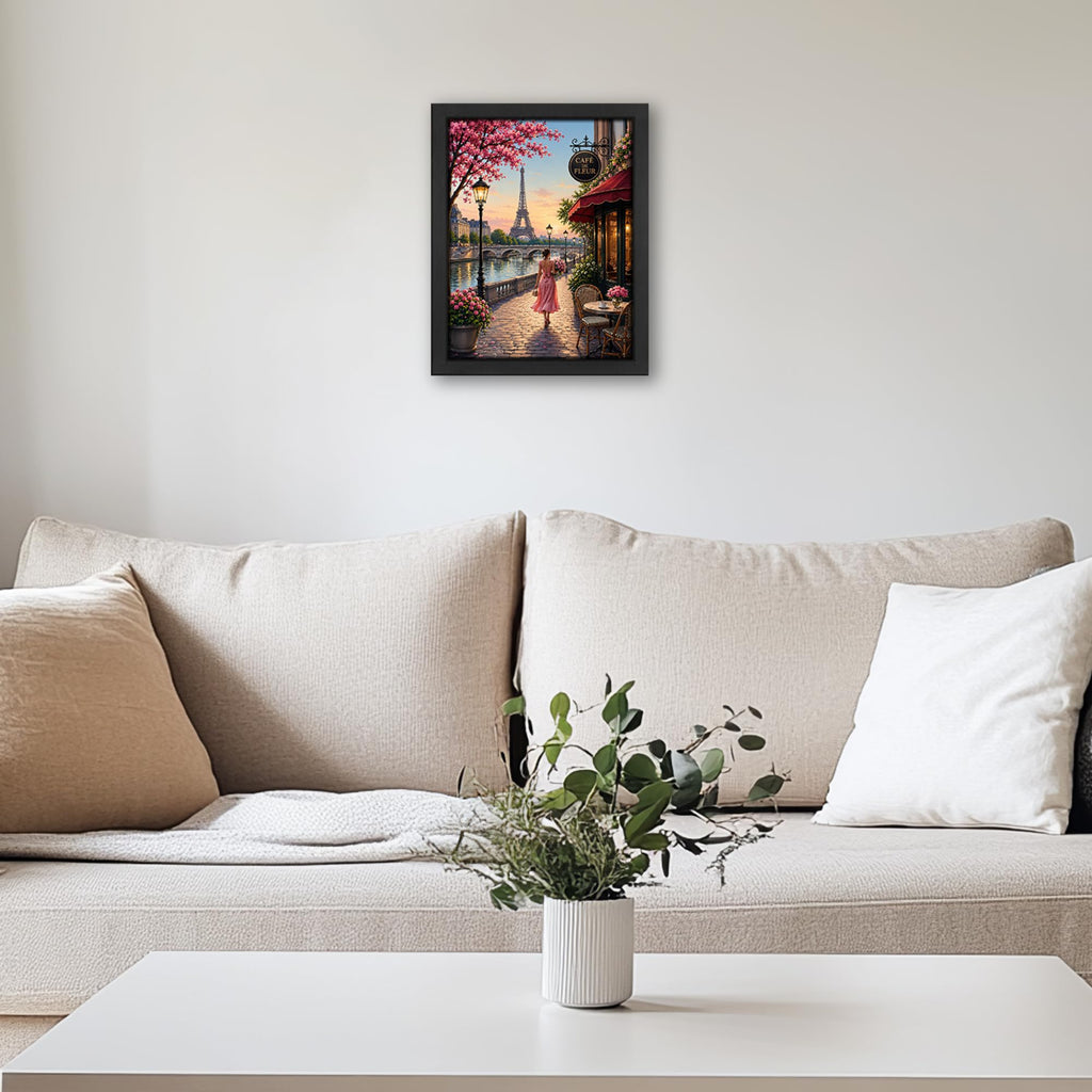Paris Eiffel Tower Decor Wall, Romantic Seine River Picture 16"x24"
