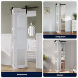 28in x 84in Bifold Barn Door, Frosted Glass Barn Door with Hardware Kit Included, Pre-Drilled Holes 