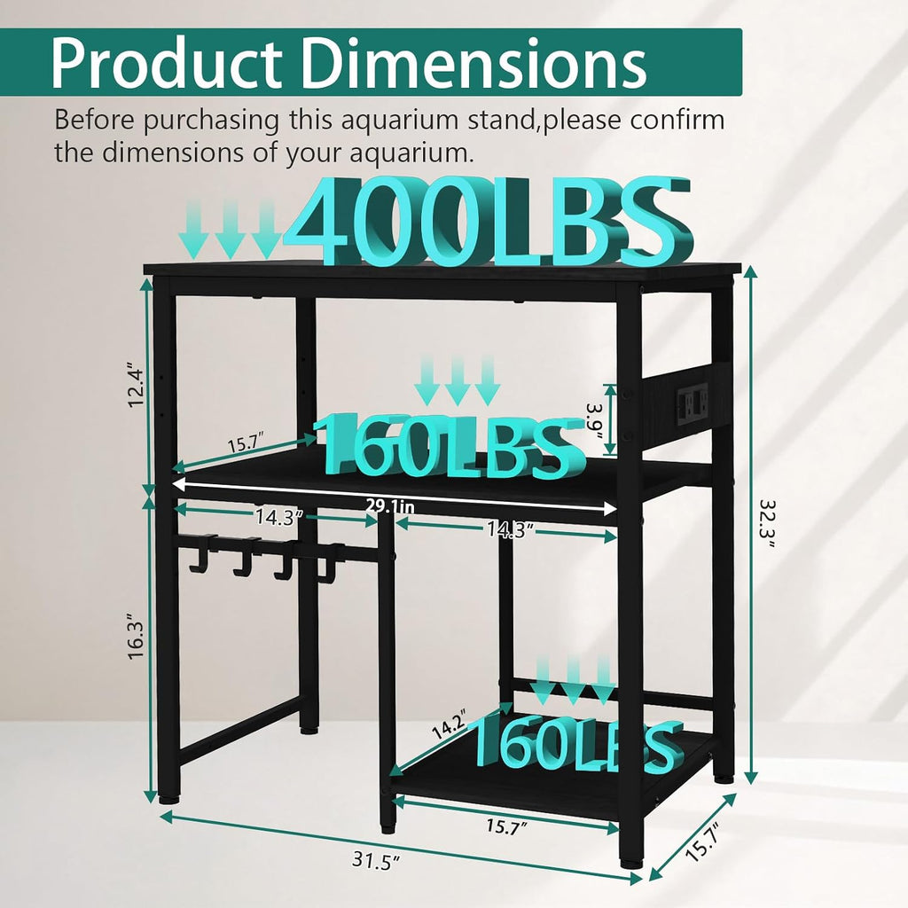20-37 Gallon Fish Tank Stand, 29 Gallon Aquarium Stand, Black