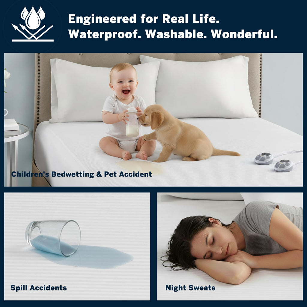 Waterproof Heated Mattress Pad - Electric Bed Warmer With 10 Heat Settings Controller, Auto Shut Off Timer, Deep All
