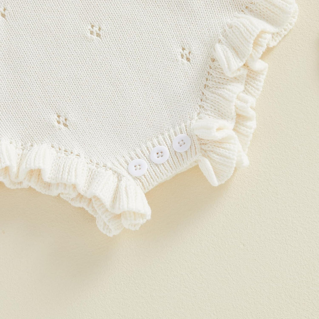 Newborn Baby Girl Coming Home Outfit Ruffle Knit Sweater Romper