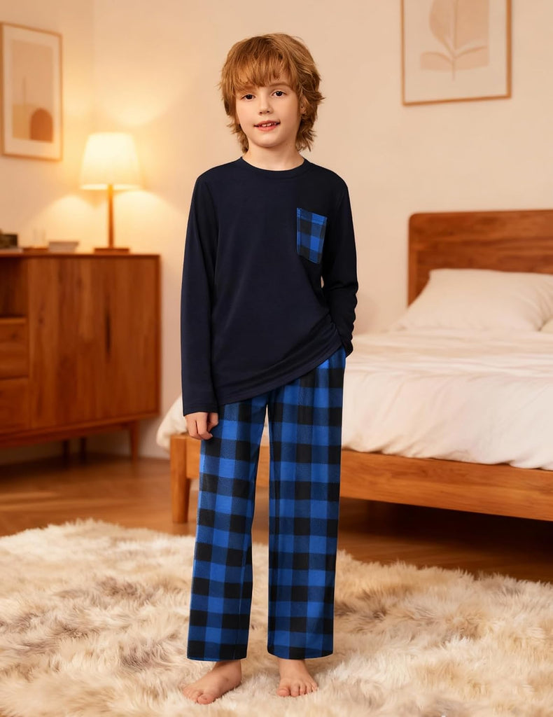 Boys Pajamas Long Sleeve Top and Pants 2 Piece Pajama Set for Boys