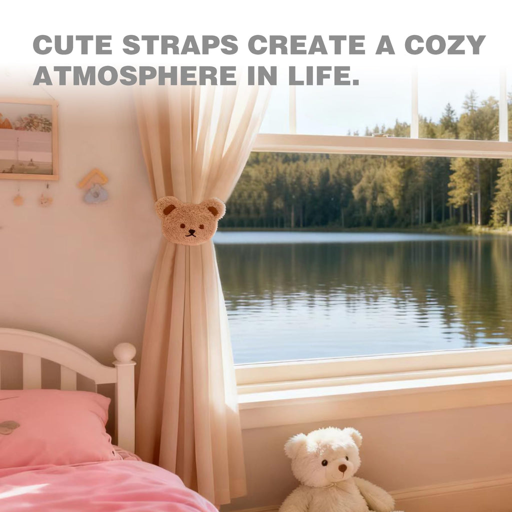 Cartoon Bears Curtain Tiebacks, Cute Cartoon Animal Curtain Holdbacks for Safari Nursery & Jungle Theme Rooms - 2 Pack