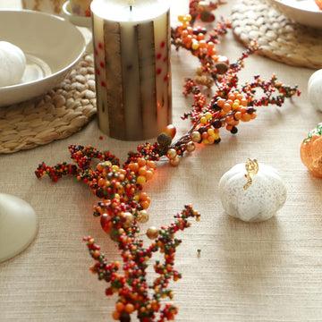 Fall Garland with Lights Berry Garland for Mantle Orange Fairy Lights 6.5FT 25LEDs Cozy Thanksgiving Decorations
