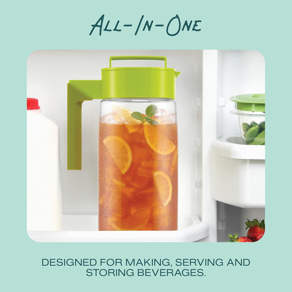 Airtight Pitcher - Durable BPA-Free Eastman Tritan Odor/Stain-Resistant Leakproof Lid for Iced Tea/Water Easy-Grip