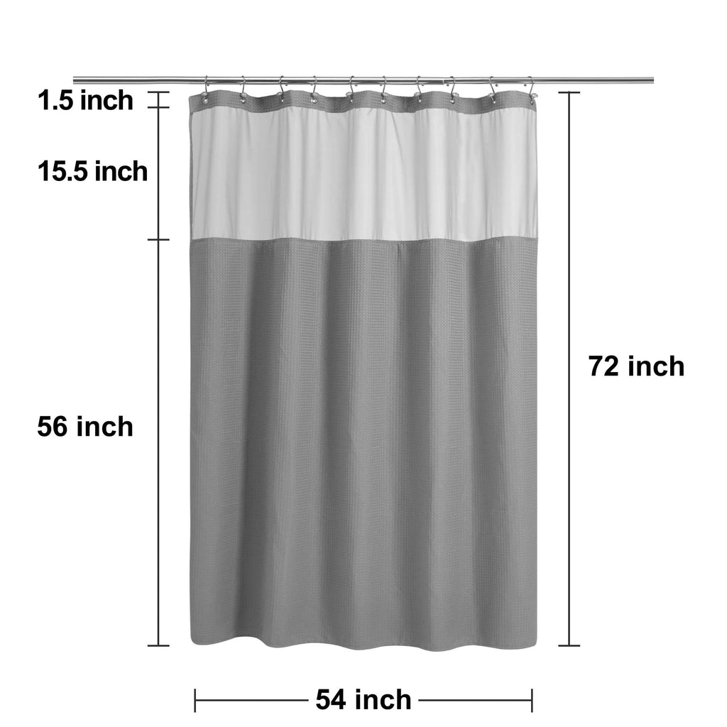 54 x 72 Waffle Weave Shower Curtain with Snap-in Liner Set Gray