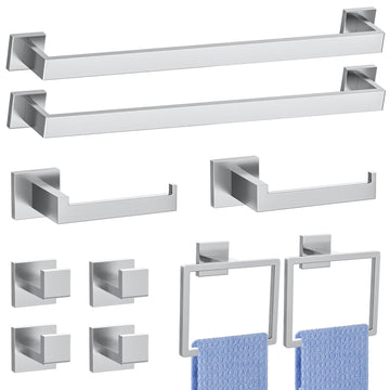 Brushed Nickel Bathroom Hardware Accessories Set 10-Piece Brushed Towel Bar Set Bath Towel Holder Set Stainless Steel