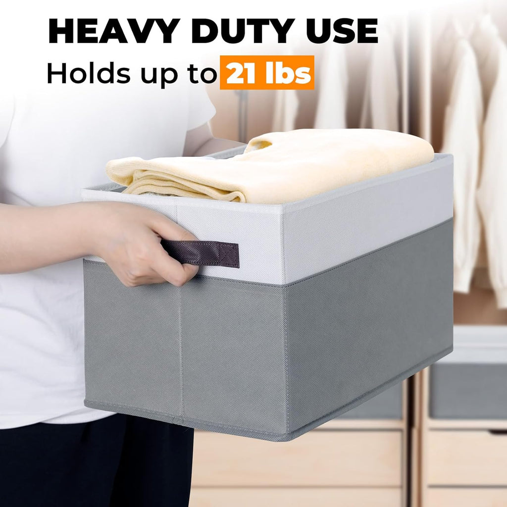 8 Pack Closet Storage Bins with Lids - Stackable Storage Baskets for Organizing Clothes Toys Blankets - Odorless for