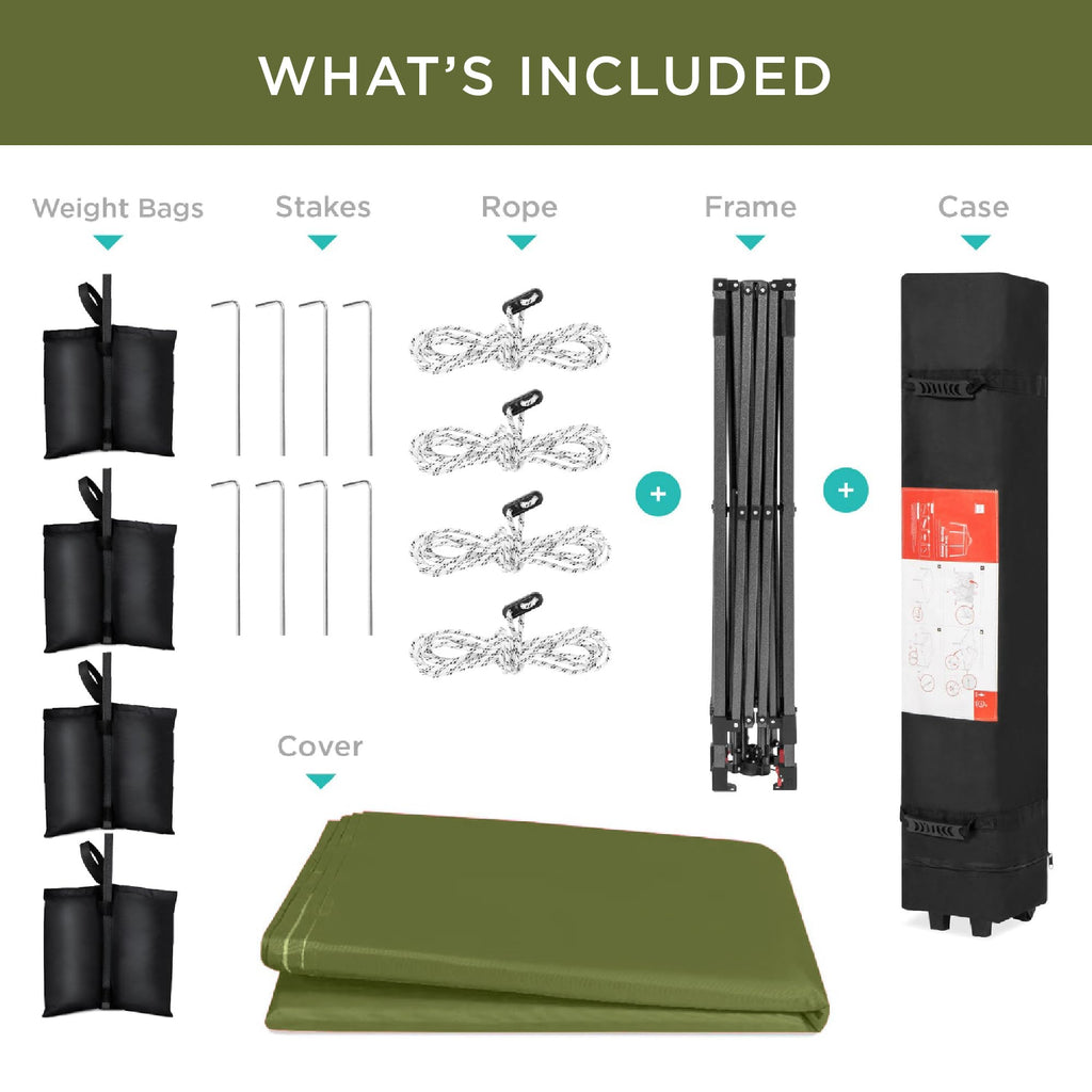 8x8 Pop Up Canopy Tent, EZ Setup, Olive Green