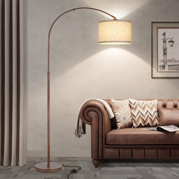 Floor Lamp, Vintage Arc Floor Lamp with Adjustable Lamp Head, Tall Pole Lamp with On/Off Pedal Switch, Over Couch