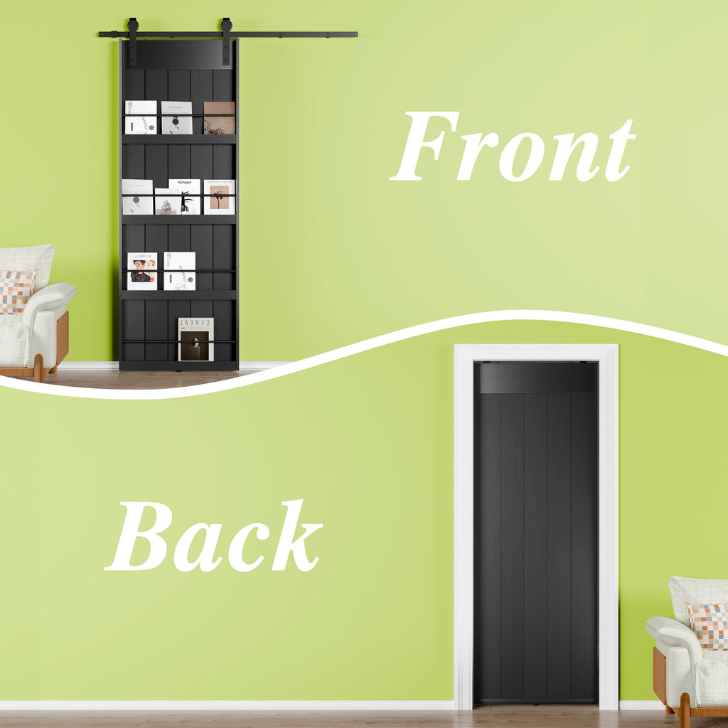 84" (42" x2) x 84" Sliding Barn Door, Shelf Style Barn Door with 13.96 Ft Hardware Kit, Made of Primed MDF, Need to