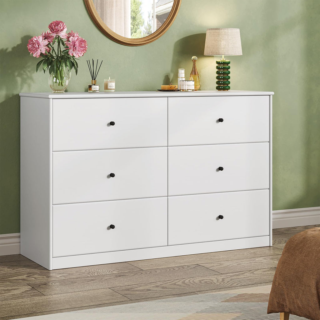 6 Drawer, 47.2" Wide, White