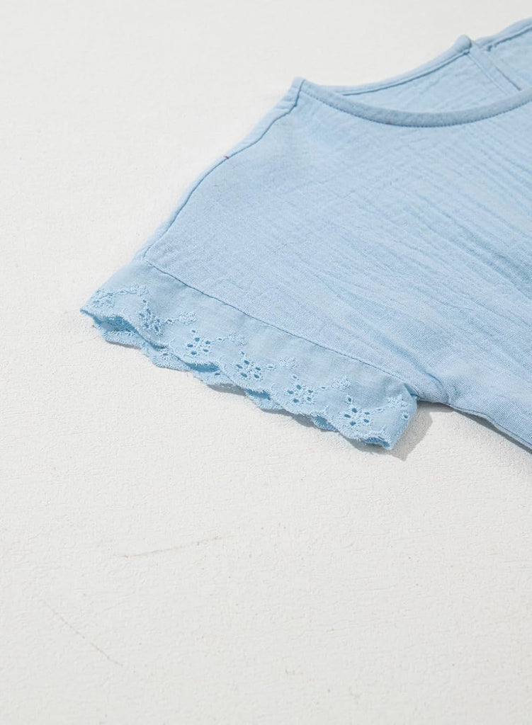 Girls Cotton Short Sleeve Dresses Summer Lace Dress