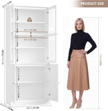 73.2" Tall Bookcase with Glass Doors, 6-Tier Book Shelf with Adjustable Shelf, Tall Bookshelf with Storage Cabinet