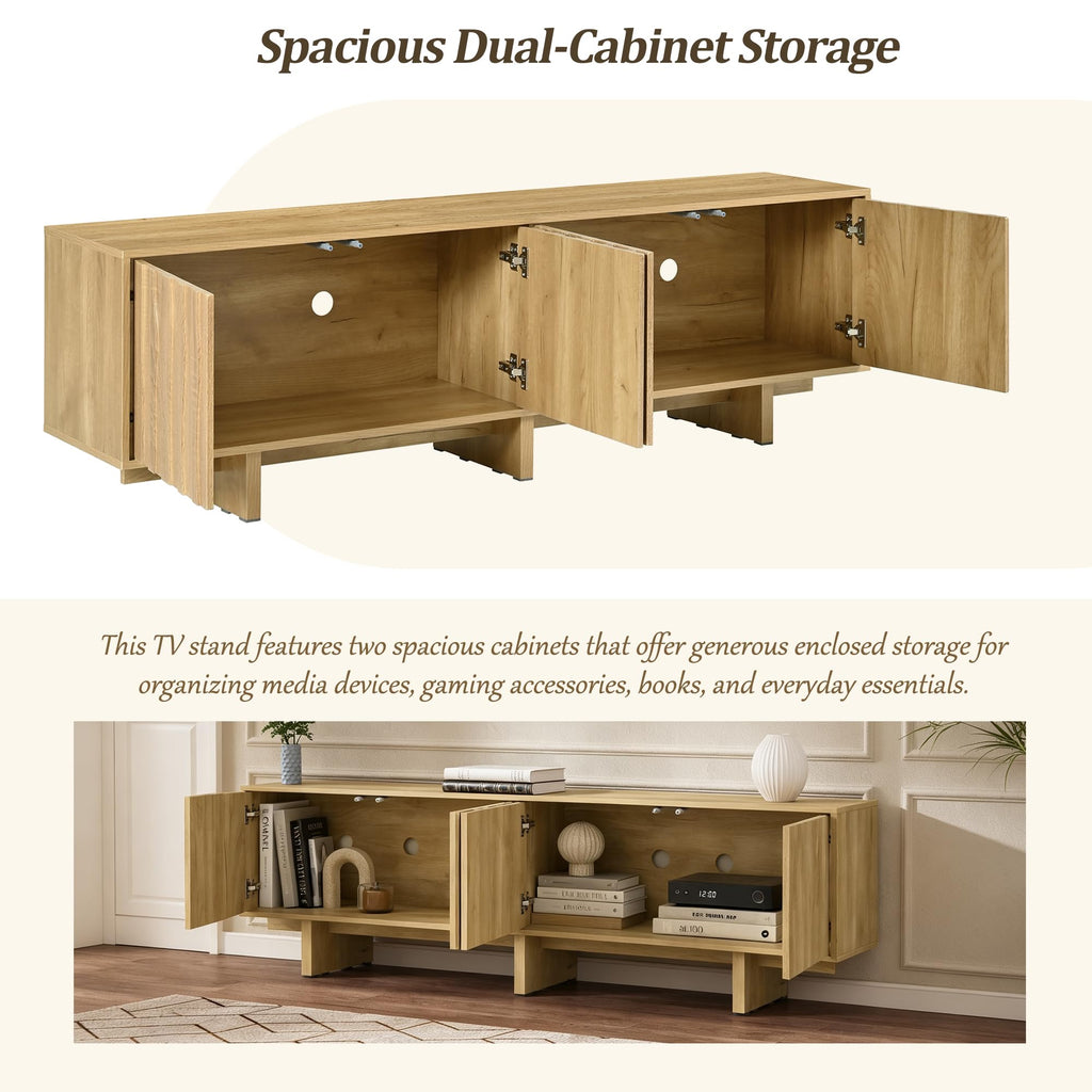 70'' Farmhouse TV Stand for TVs up to 75", Natural Media Console