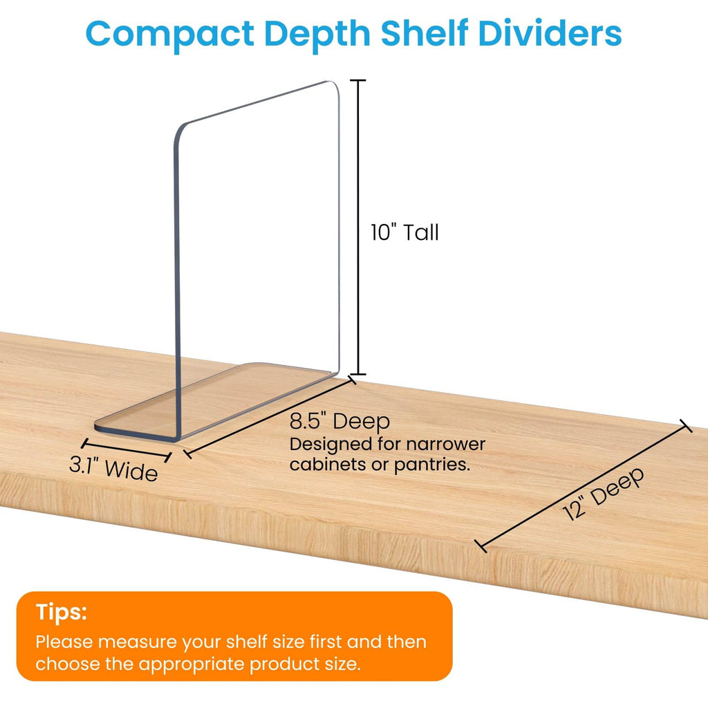 Shelf Dividers for Closet Organization: 12 Pack Durable Clear Acrylic Divider Organizer for Shelves - Vertical