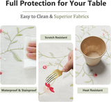 Linen Style Embroidered Tablecloth, Waterproof and Wrinkle-Resistant Table Cloth Rectangle Tables, F
