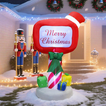 Christmas Inflatables Decorations Outdoor, 6FT Inflatable Xmas Mailbox with Built-in LED Lights, Lighted Blow Up