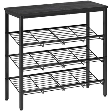 Shoe Rack for Closet, 4 Tier Shoe Organizer, Shoe Shelf with Storage Shelves and Spacious Top, Max Holds 16 of
