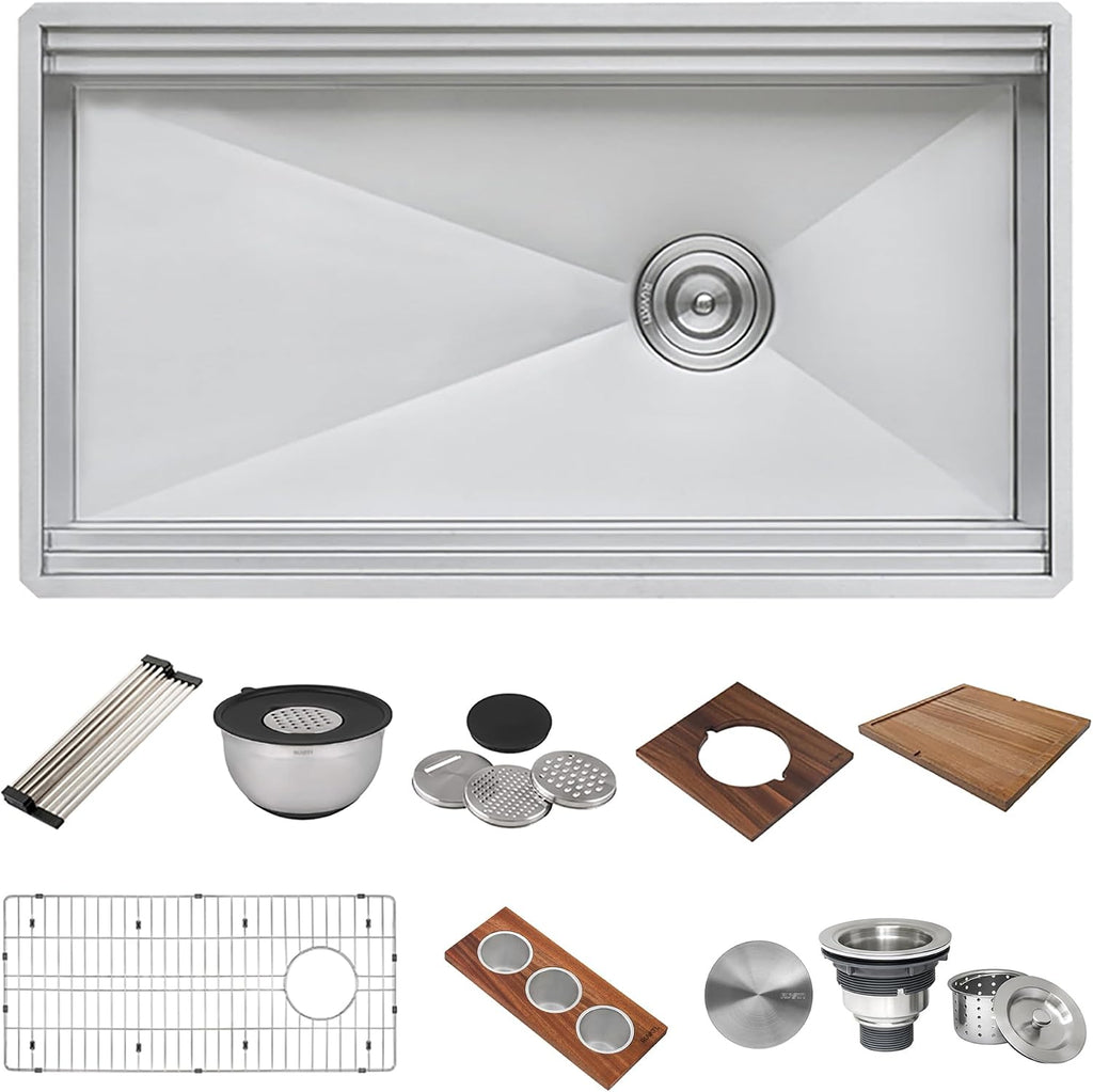 33-in Two-Tiered Undermount Workstation Kitchen Sink - RVH8222