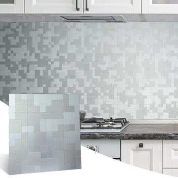 10-Sheet Metal Peel and Stick Tile Backsplash, Stainless Steel Kitchen Metal Backsplash Tile, Stick on Backsplash