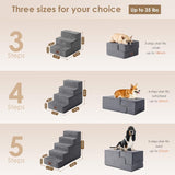 Dog Stairs for High Bed 22.5" H, 5-Step Dog Steps for Bed, Pet Steps for Small Dogs and Cats