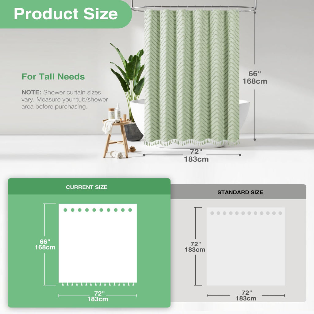 Boho Farmhouse Tufted Chevron 72"x66" Sage Green