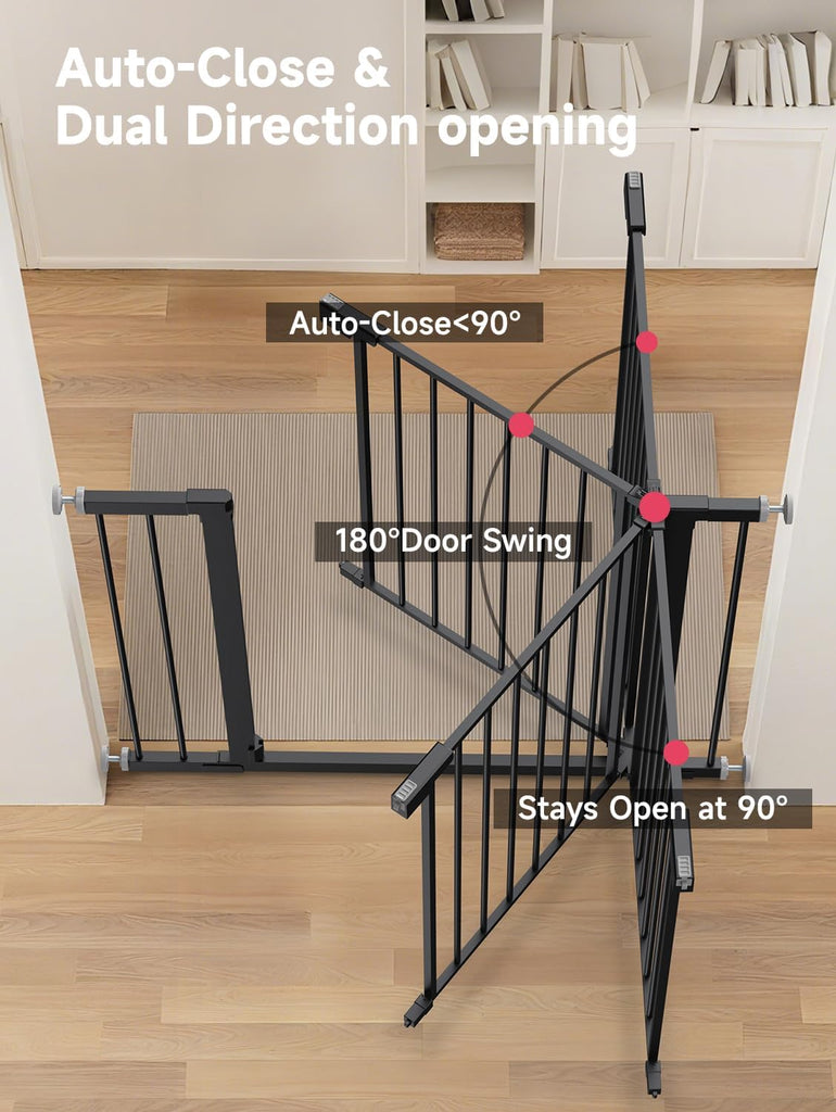 29.5-40.5" Baby Gate for Stairs, Dog Gate for Doorways, Walk Thru Auto Close Metal Baby Safety Gate for The House