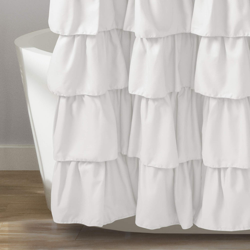 Ruffle | Floral Textured Vintage Chic Farmhouse Style Design, White, 72" x 72"