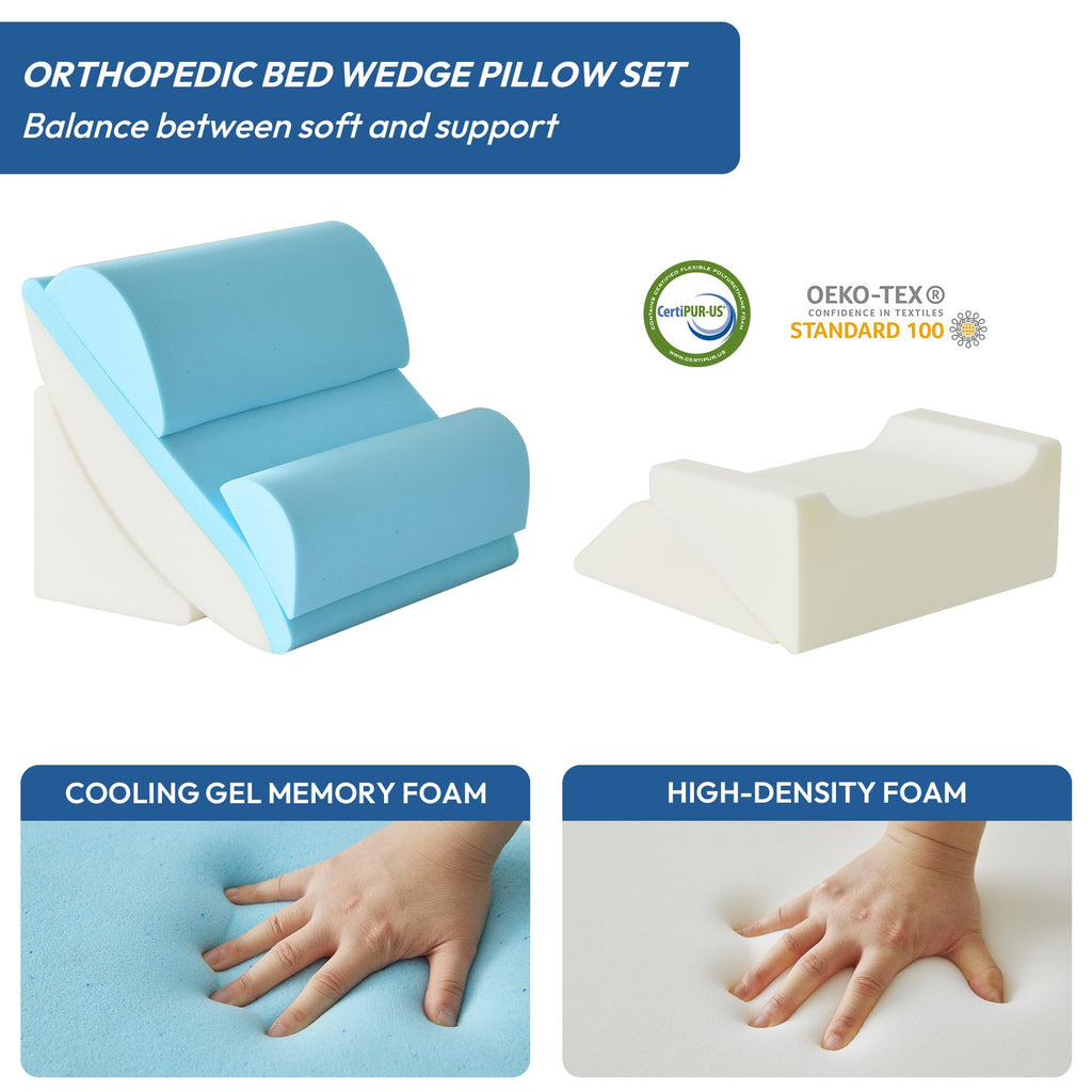 6PCS Wedge Pillow Set for After Surgery, Back Pillow for Bed Sitting Up, Orthopedic Bed Wedge for Body, Leg Pain