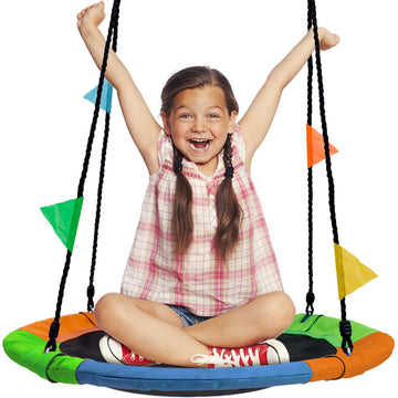 Saucer Swing, Kids Tree Glider with Adjustable Ropes (24 Inch)